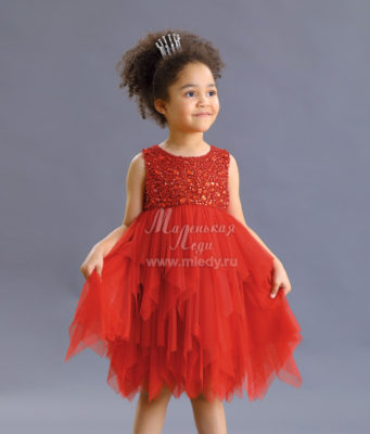 Нарядные детские платья Детское платье из сетки красное