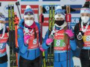 Неожиданный успех: российские биатлонистки завоевали серебро в эстафете на этапе Кубка мира в Хохфильцене