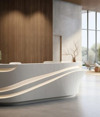 Ресепшн из акрилового камня: элегантность, практичность и долговечность